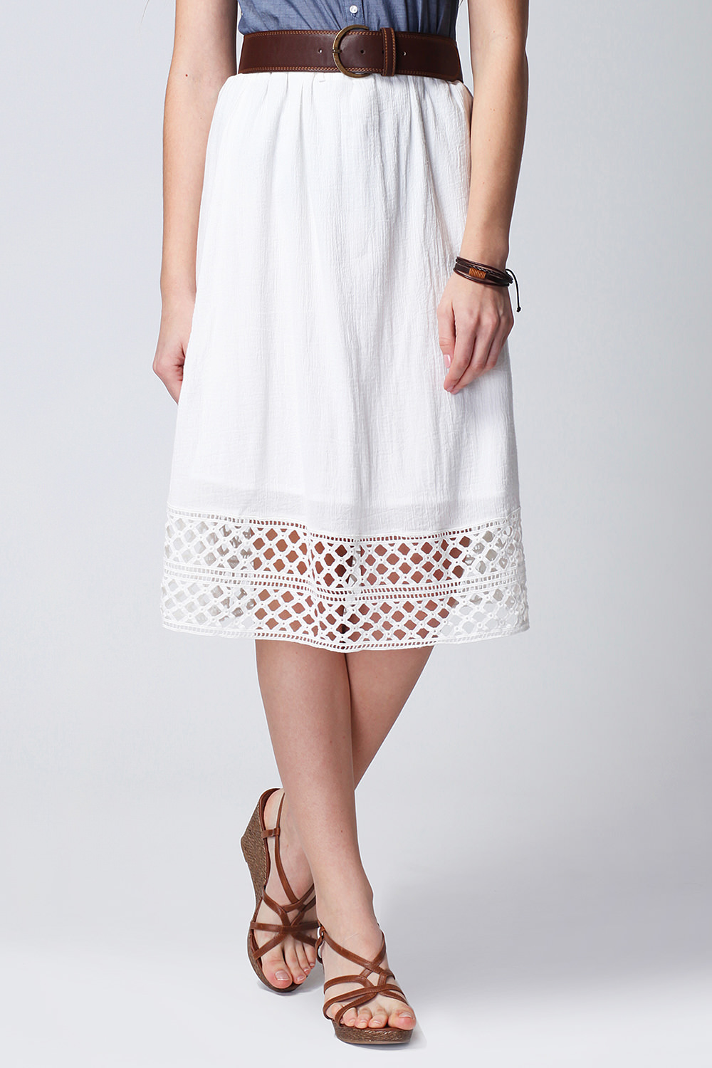 Фото товара 8994, белая летняя юбка из 100% хлопка