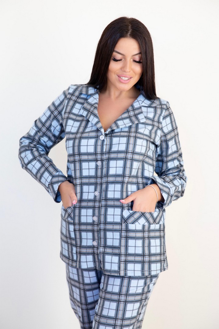 Фото товара 21599, теплая женская клетчатая пижама
