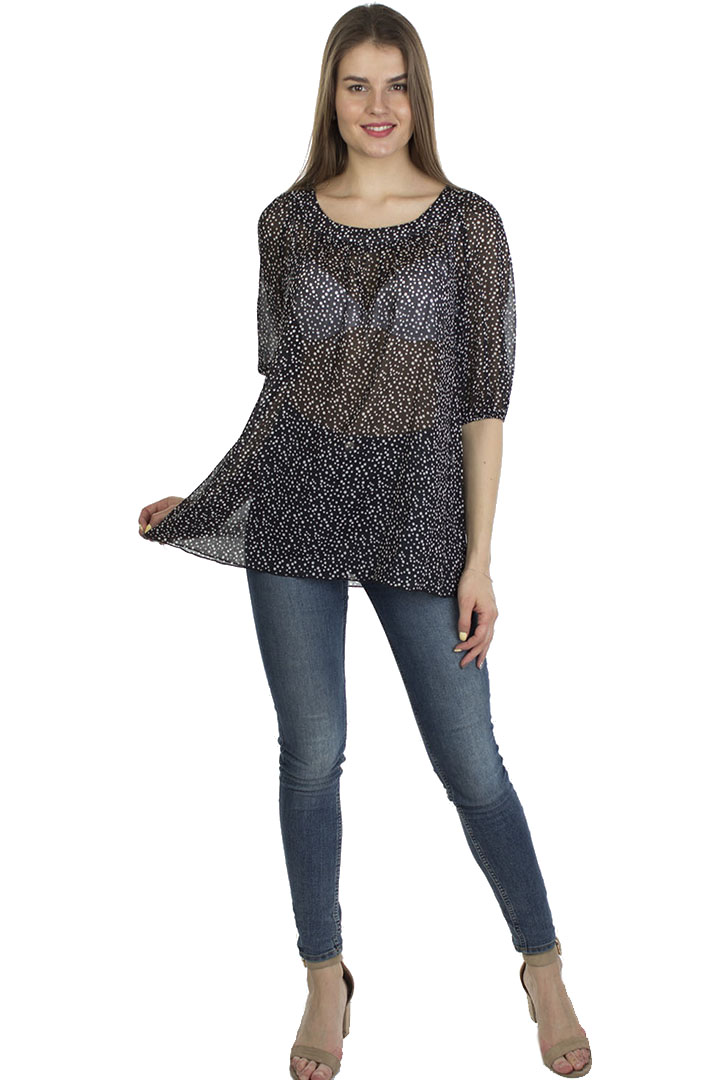 Фото товара 19406, черная шифоновая блузка